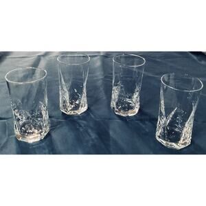 Set of 4 Bormioli Rocco Cassiopea Angular Moulded Glasses 16 Oz 5.75”